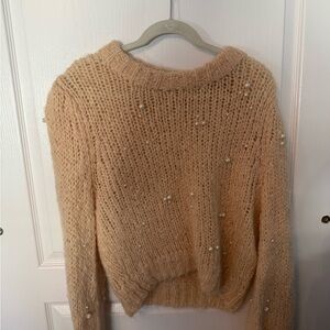 Aritzia Wilfred Cream Sweater with Pearls